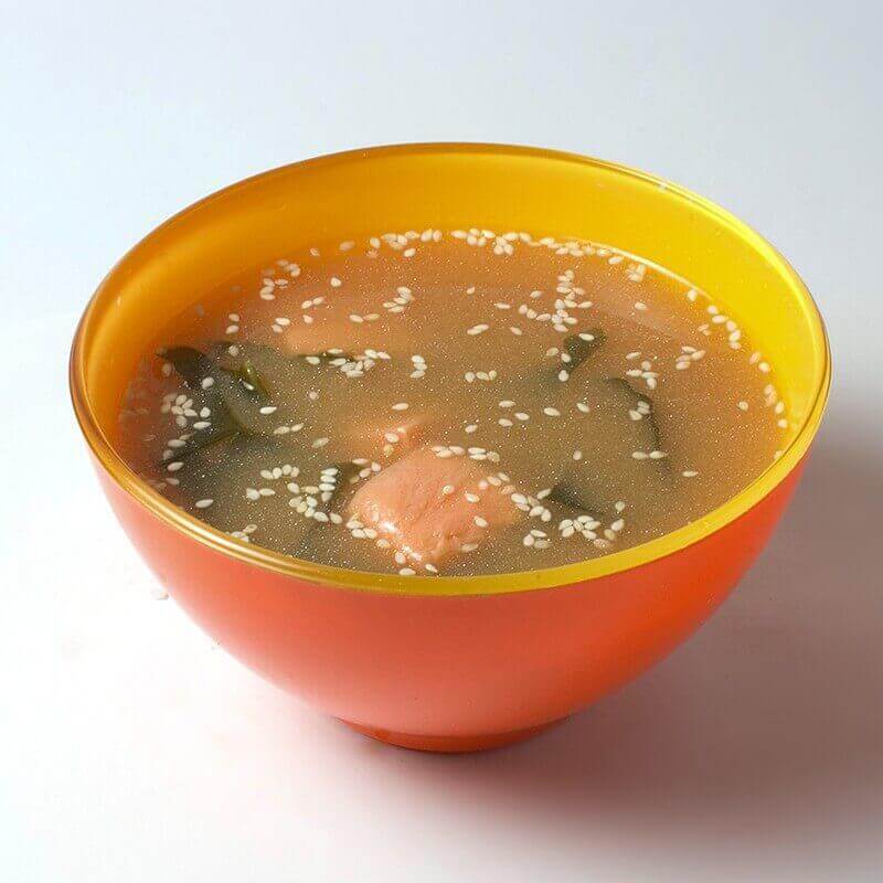 miso soup with salmon